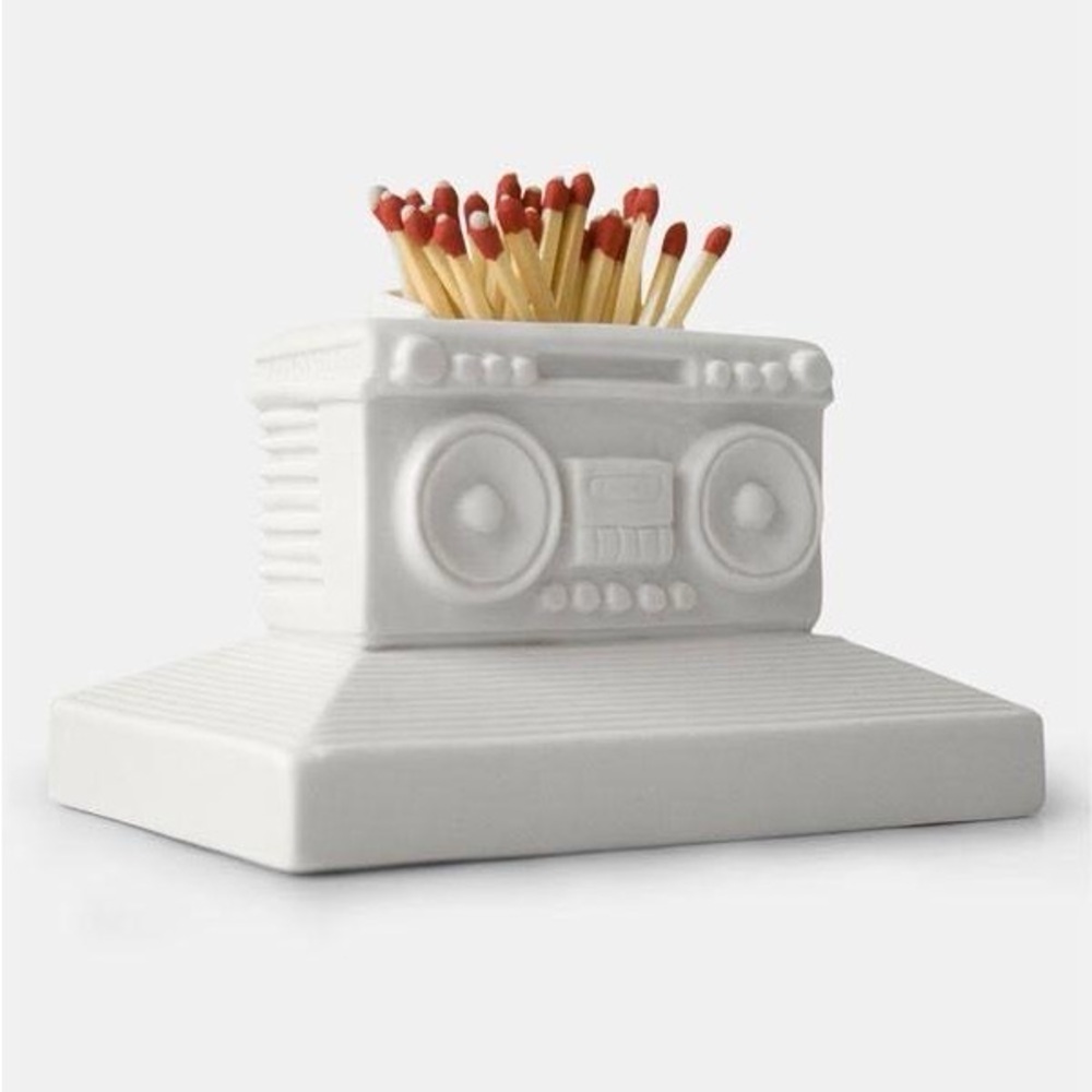 Jonathan Adler White Boombox Match Strike Ceramic